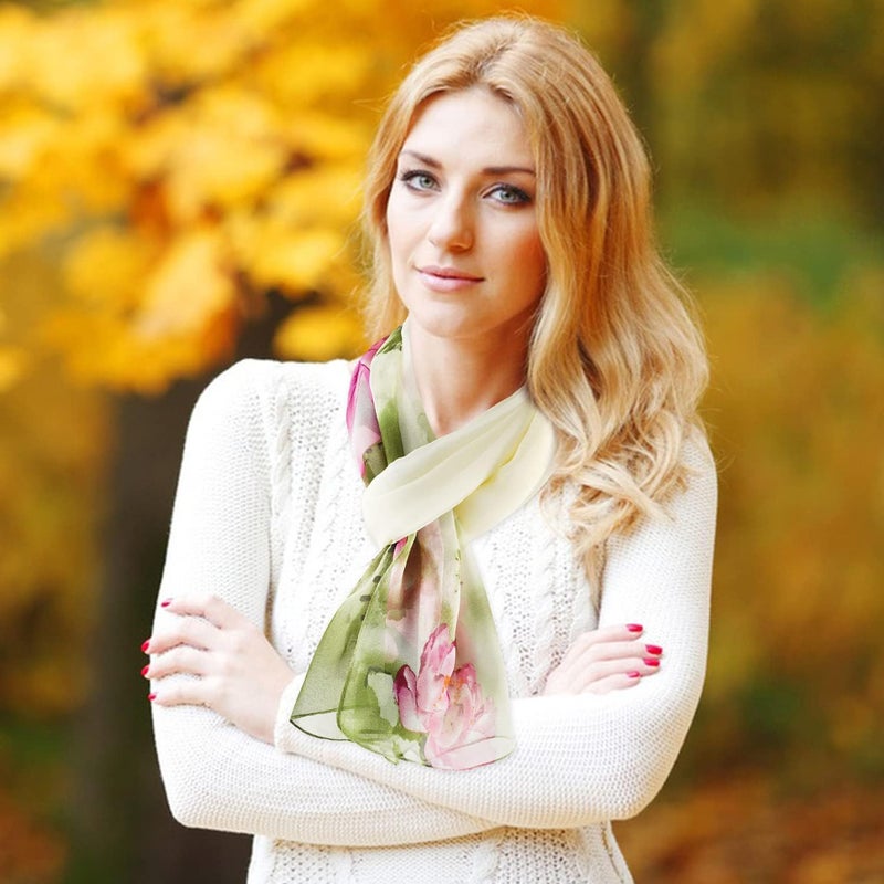 E-Clover Women Soft Floral Print Shawl Chiffon Sheer Scarf - Image 2